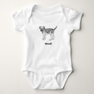 Camiseta Woof! Bodysuit do bebê do Doggy - beira Terrier
