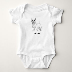 Camiseta Woof! Bodysuit do bebê do Doggy - montanhas