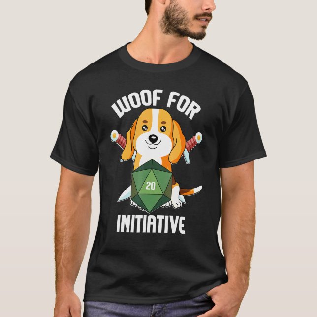 Camiseta Woof For Initiative Beagle D20 Rpg Dungeons And Do (Frente)
