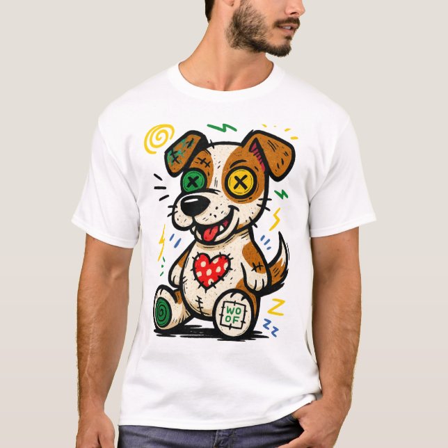 Camiseta Woof Pup — Caos Feliz (Frente)