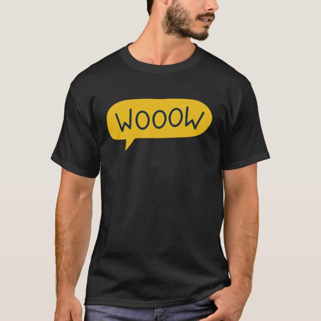 Camiseta WOOOOW Modern Yellow Speech Bubble Excitement art (Frente)