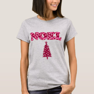 Camiseta Word Art - Noel Padrão com Trees Burgundy