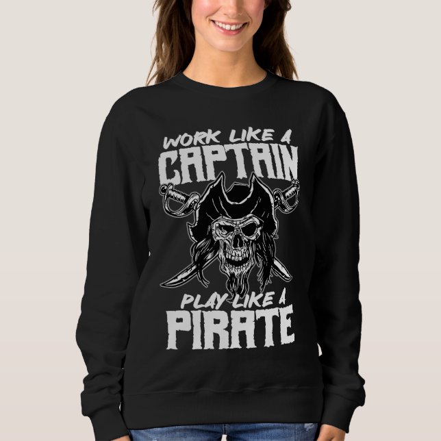 Camiseta work like a captain play like a pirate skull capta (Frente)