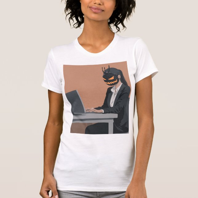 Camiseta Work Till You Drop – Skeleton Office Humor Hallowe (Frente)