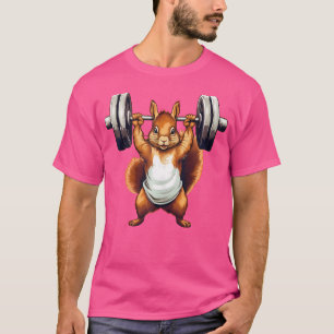 Camiseta Workout de Gym com Levantamento de Peso de Esquilo