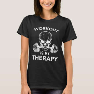 Camiseta Workout Is My Therapy Motivational Training Gym Mo