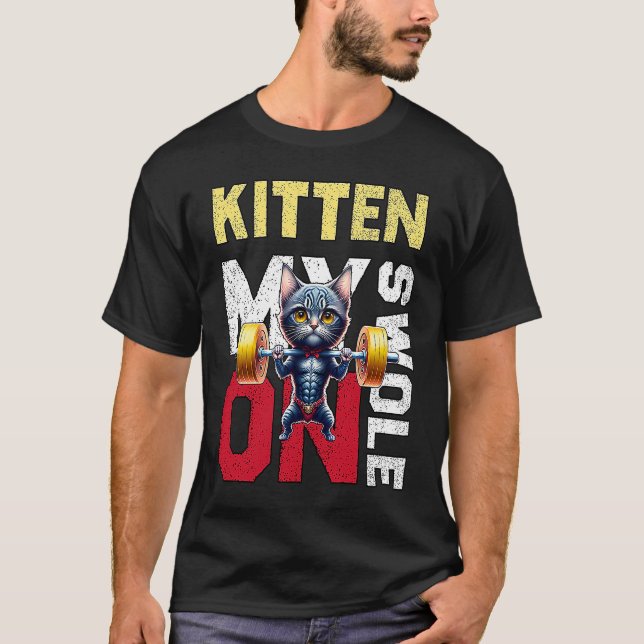 Camiseta Workout Kitten My Swole On Workout Retro Cat (Frente)