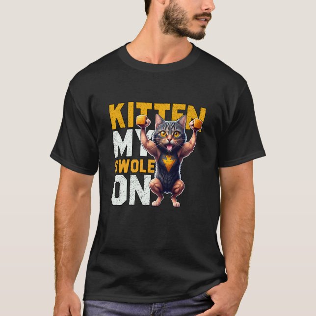 Camiseta Workout Kitten My Swole On Workout Retro Cat  1 (Frente)