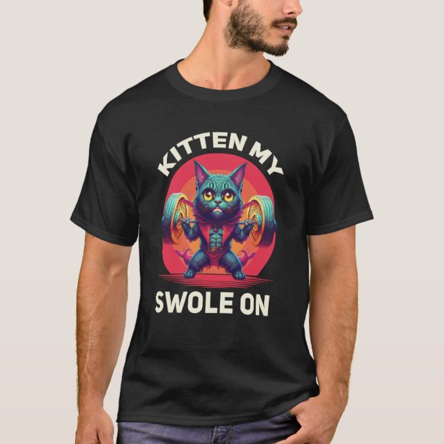 Camiseta Workout Kitten My Swole On Workout Retro Cat  2 (Frente)
