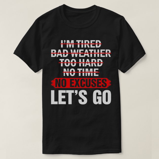 Camiseta Workout Motivacional NoExcusesLets (Frente do Design)