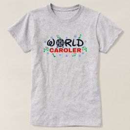 Camiseta World Caroler com Notas de Música Verde e Neve Azu
