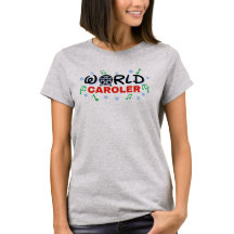 World Caroler com Notas de Música Verde e Neve Azu