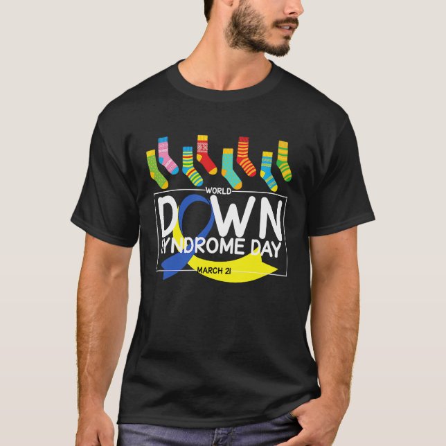 Camiseta World Down Syndrome Day March 21 Blue And Yellow R (Frente)