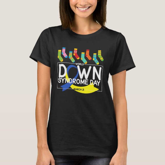 Camiseta World Down Syndrome Day March 21 Blue And Yellow R (Frente)