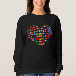 Camiseta World Flags Earth Day Heart Shape Art