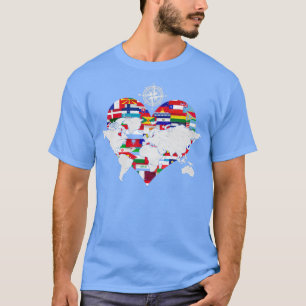 Camiseta World Flags Heart International Traveling