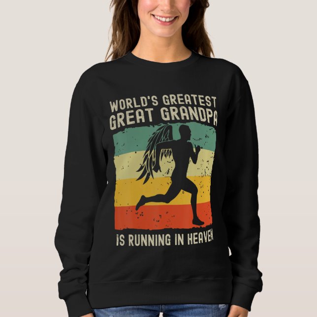 Camiseta World Greatest Great Grandpa Running in Heaven Mem (Frente)