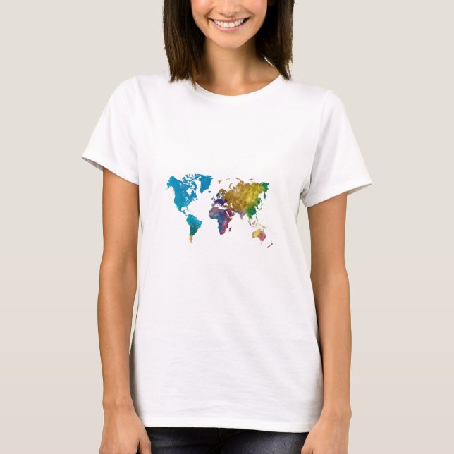 Camiseta World map in watercolor (Frente)