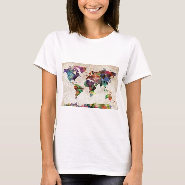 Camiseta World Map Urban Watercolor (Frente)