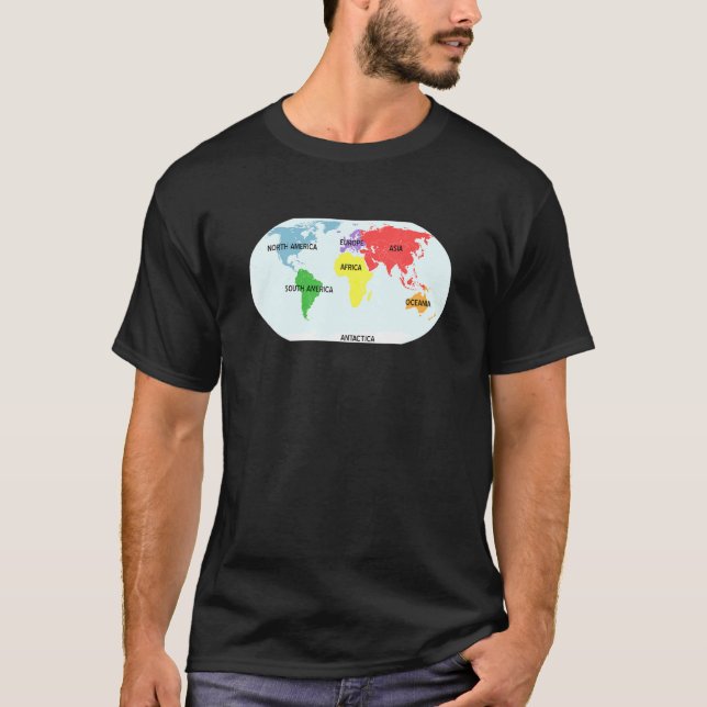 Camiseta World Map With All 7 Continents Geography Teachers (Frente)