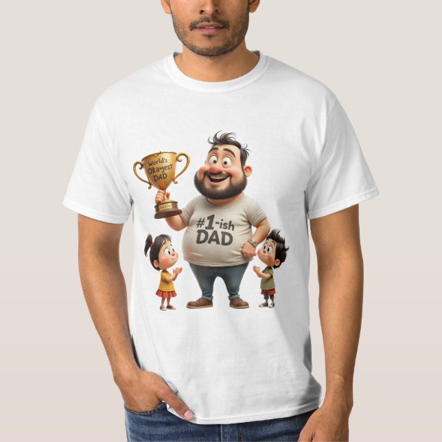 Camiseta World’s Okayest Dad – Funny Cartoon Father’s Day  (Frente)