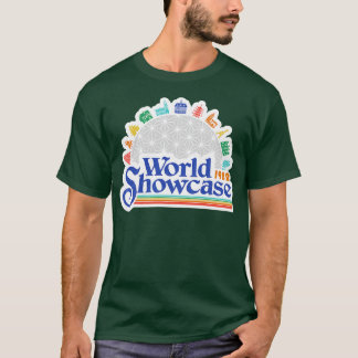 Camiseta World Showcase retro style Epcot trabalho de arte