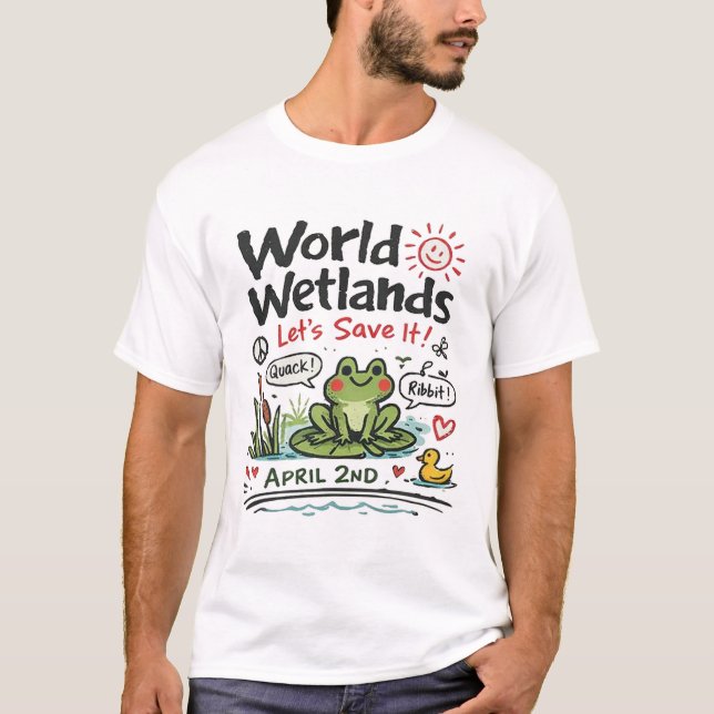 Camiseta World Wetlands Day Cute Frog Illustration (Frente)