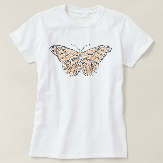Camiseta World Word Borboleta Monarca (Frente do Design)