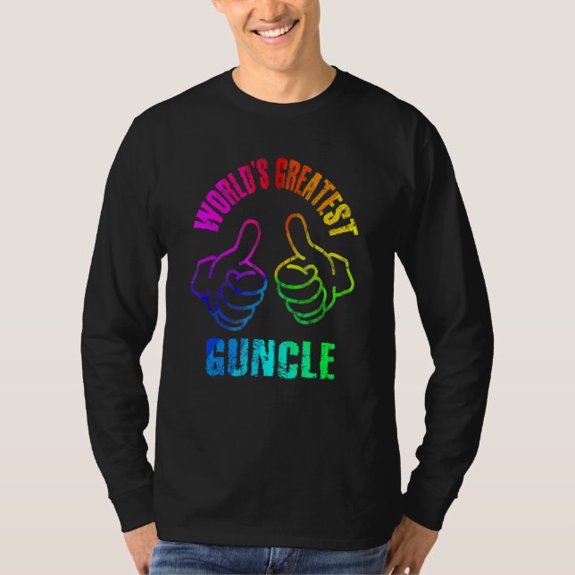 Camiseta World's Greatest Guncle Rainbow Colors DISTRESSED (Frente)