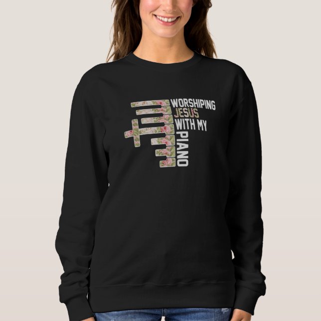 Camiseta Worshiping Jesus With My Piano Pianist Musician (Frente)