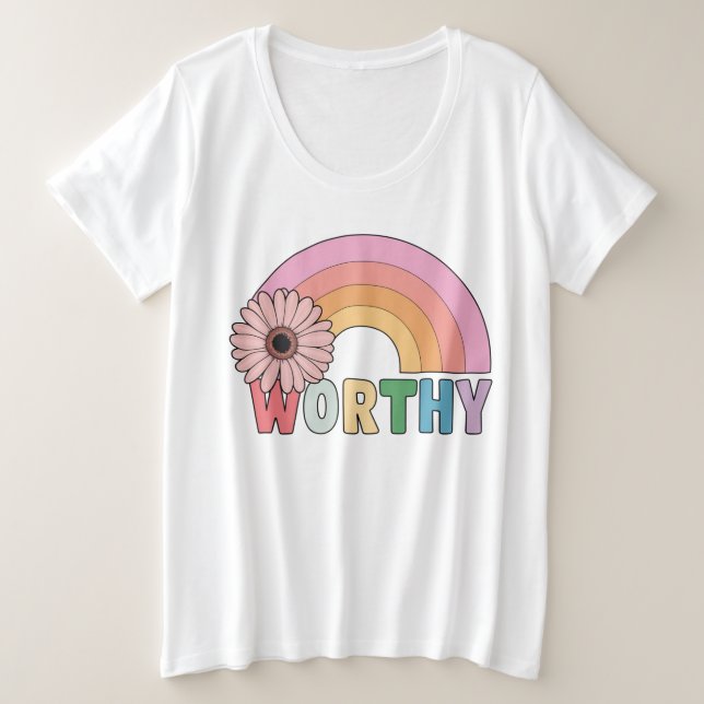 Camiseta Worthy Rainbow Bloom (Frente do Design)