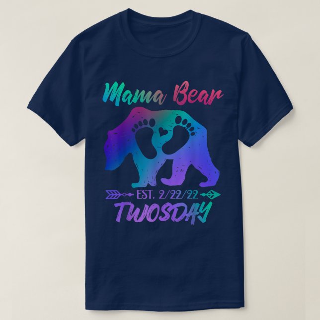 Camiseta Wosday Mamãe Bear New Baby Boy Announmen (Frente do Design)