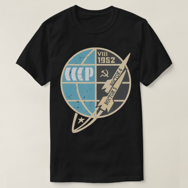 Camiseta Wostok Spaceship Vintage Sputnik União Soviética (Frente do Design)