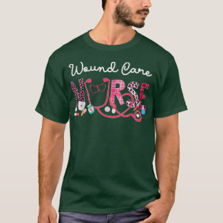 Camiseta Wound Care Nurse Leopard Plaid Love Heart Stethosc