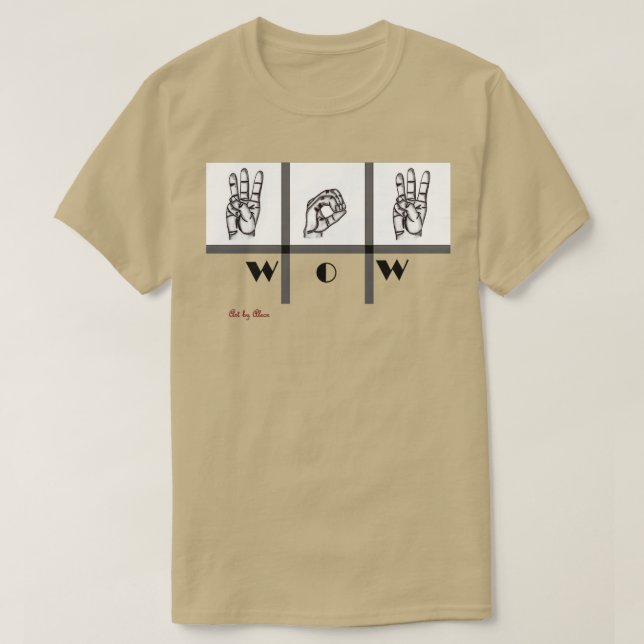 Camiseta Wow de Arte do Idioma de Sinais (Frente do Design)