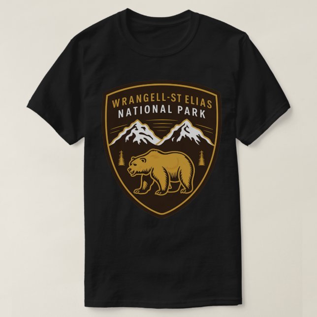 Camiseta WrangellSt. Elias National Park Bear Emblem TShirt (Frente do Design)