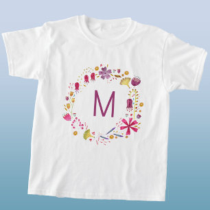 Camiseta Wreath Monograma de Cores de Água Selvagem