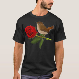 Camiseta Wren Bird Dia de os namorados Rosa