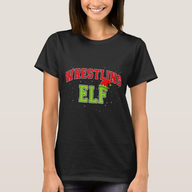 Camiseta Wrestling Elf Christmas Family Matching Group Xmas (Frente)