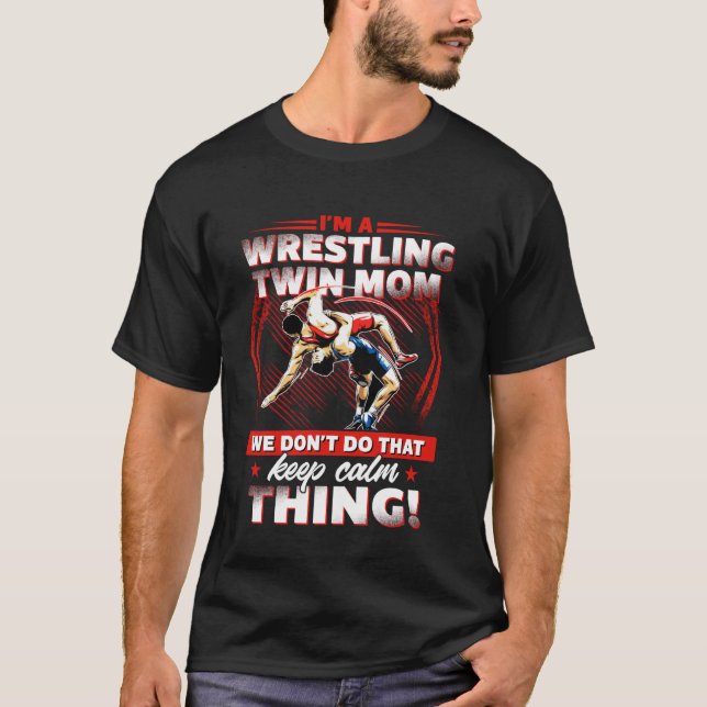 Camiseta Wrestling Funny Best I'm A Wrestling Twin Mom Vint (Frente)