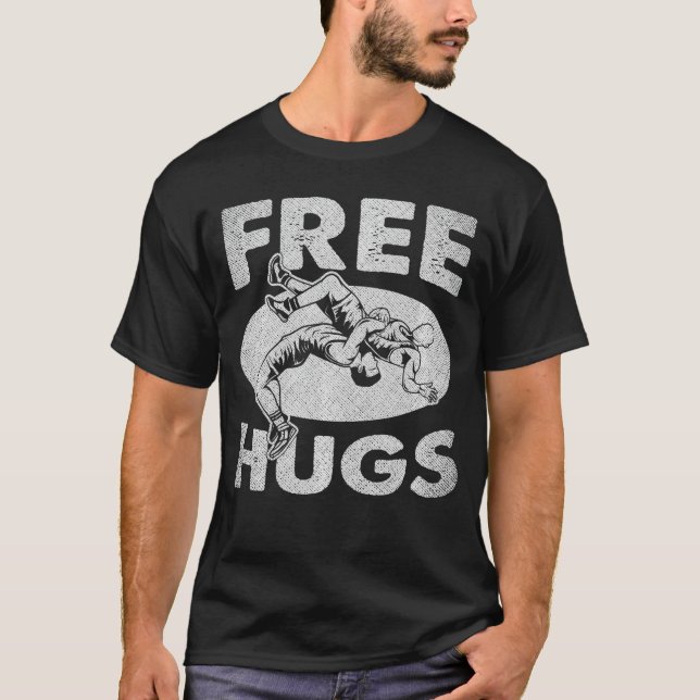 Camiseta Wrestling Funny Free Hugs Wrestling girl (Frente)