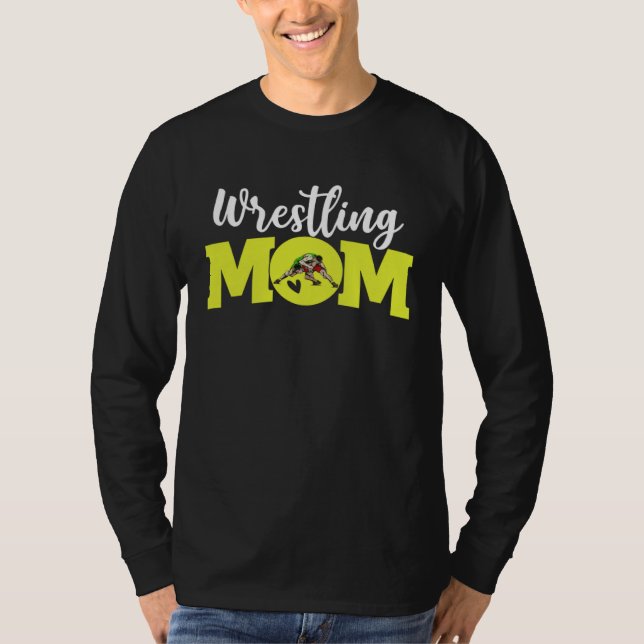 Camiseta Wrestling Mom Cute Letter Print Women Cute Mother' (Frente)