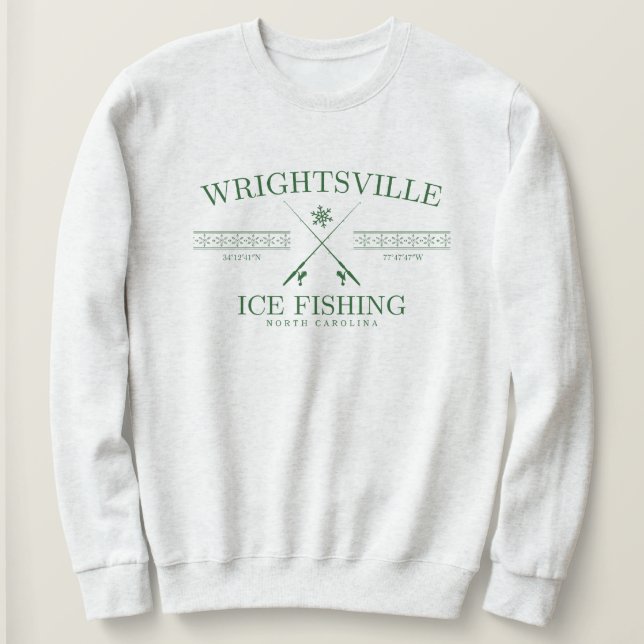 Camiseta Wright tsville Beach Ice Fisheries, Carolina do No (Frente do Design)