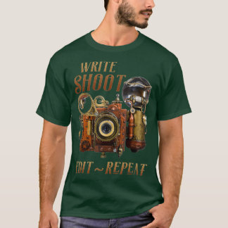 Camiseta Write Shoot Edit Repeat Steampunk Flash