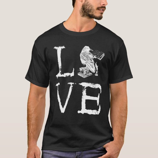 Camiseta Writer Raven Love Book  Reading Novel Writing (Frente)