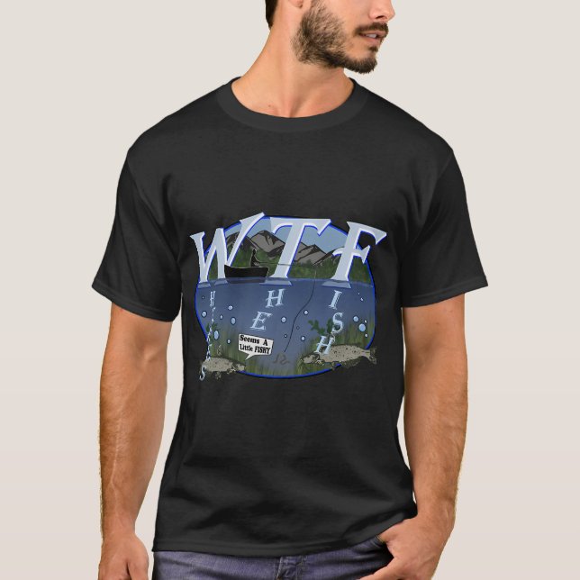 Camiseta (WTF) onde está o design do peixe (Frente)