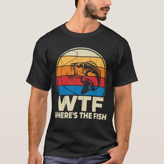 Camiseta WTF Onde O Presente De Sobrevivente De Pesca Engra (Frente)