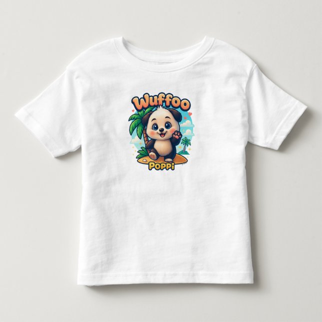 Camiseta Wuffoo Poppi Cute Kawaii Puppy Tropical Island (Frente)