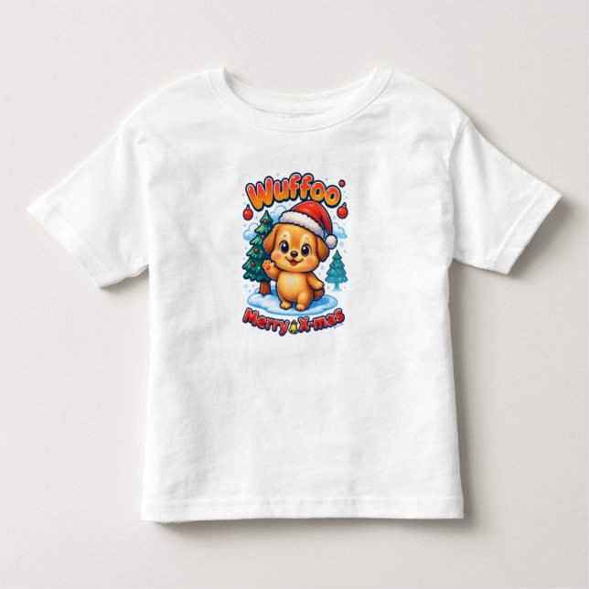 Camiseta Wuffoo Roony Merry X-mas Kawaii 3D Holiday (Frente)