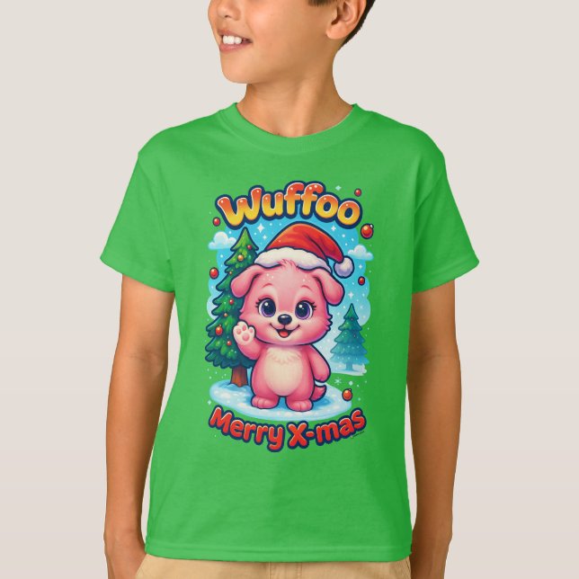 Camiseta Wuffoo Shelly Merry X-mas Kawaii 3D Holiday (Frente)